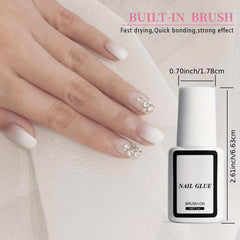 3 pcs Strong Nail Glue for Acrylic Nails Brush On Adhesive Press On Nails