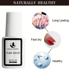 3 pcs Strong Nail Glue for Acrylic Nails Brush On Adhesive Press On Nails