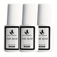 3 pcs Strong Nail Glue for Acrylic Nails Brush On Adhesive Press On Nails