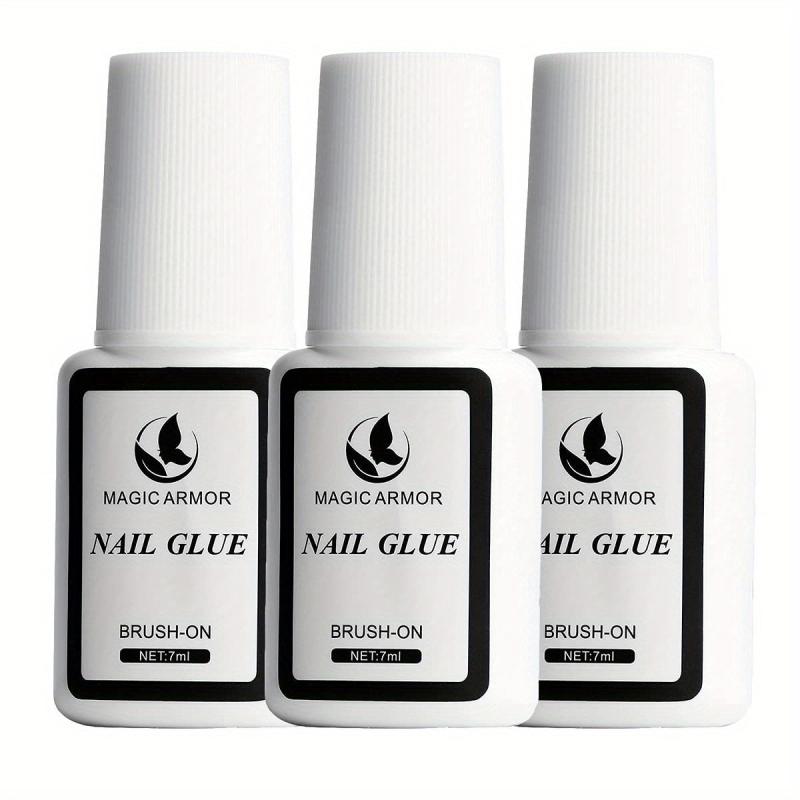 3 pcs Strong Nail Glue for Acrylic Nails Brush On Adhesive Press On Nails