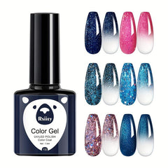 Pink Glitter Gel Varnish Set Soak Off No Wipe Nail Polish Kit