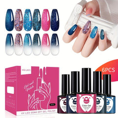 Pink Glitter Gel Varnish Set Soak Off No Wipe Nail Polish Kit