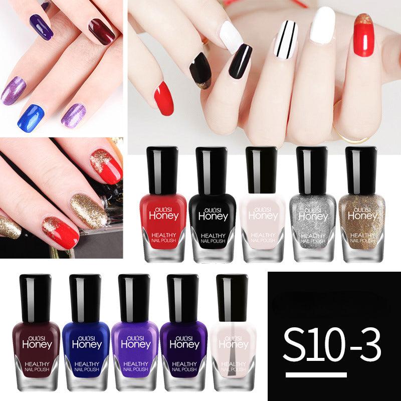 10pcs Peelable Solid Nail Polish Set Odorless Baking Quick Drying Lasting