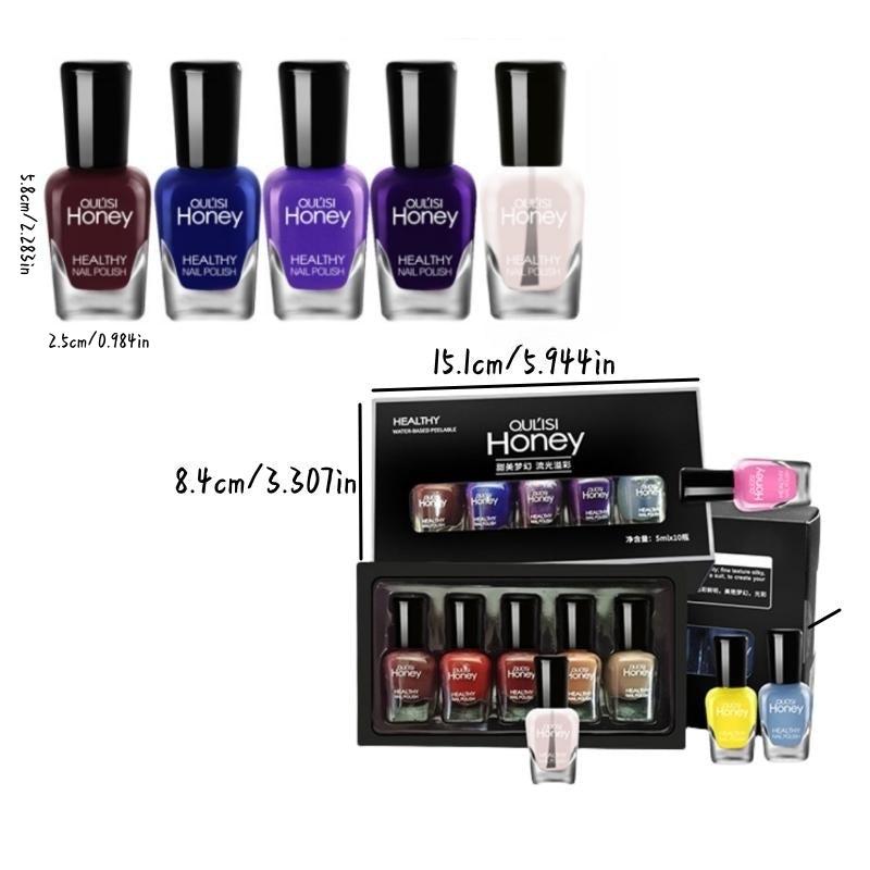 10pcs Peelable Solid Nail Polish Set Odorless Baking Quick Drying Lasting