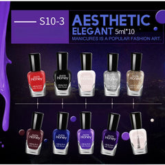 10pcs Peelable Solid Nail Polish Set Odorless Baking Quick Drying Lasting