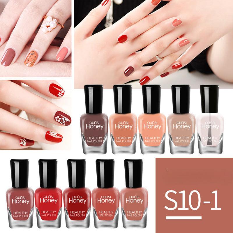 10pcs Peelable Solid Nail Polish Set Odorless Baking Quick Drying Lasting