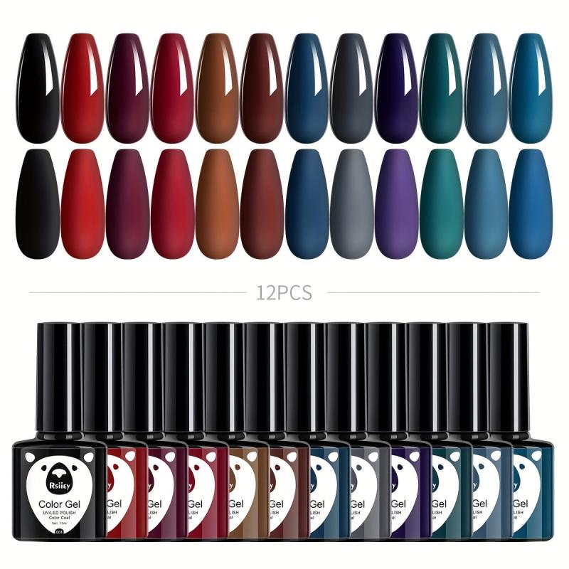Gel Nail Polish Starter Kit 12 Colors Soak Off No Wipe Nail Gel Polish Set