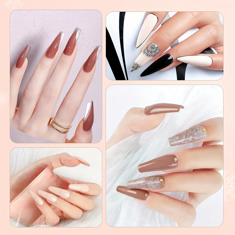 4 Colors Nude Gel Polish Set Gel Base Top Coat Fall Brown Gel