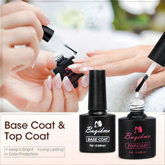 4 Colors Nude Gel Polish Set Gel Base Top Coat Fall Brown Gel