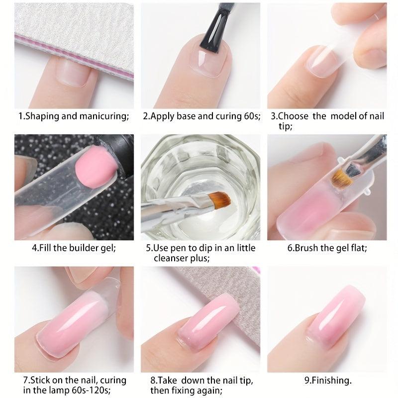 30ml Nail Extension Gel Kit with 9 Colors, Quick Building Gel, Nail Brush Set