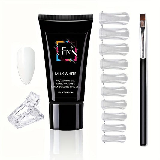 30ml Nail Extension Gel Kit with 9 Colors, Quick Building Gel, Nail Brush Set