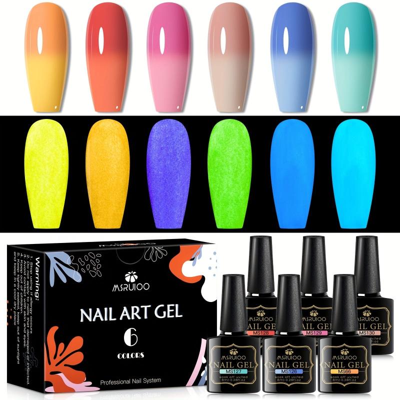 Glow In The Dark Gel Nail Polish Set - 6 PCS 8ML