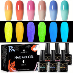 Glow In The Dark Gel Nail Polish Set - 6 PCS 8ML