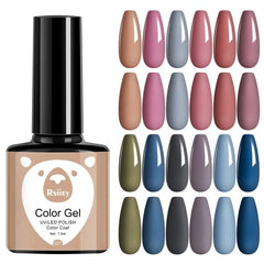 Gel Nail Polish Starter Kit Morandi Gray Soak Off Nail Gel Polish Set