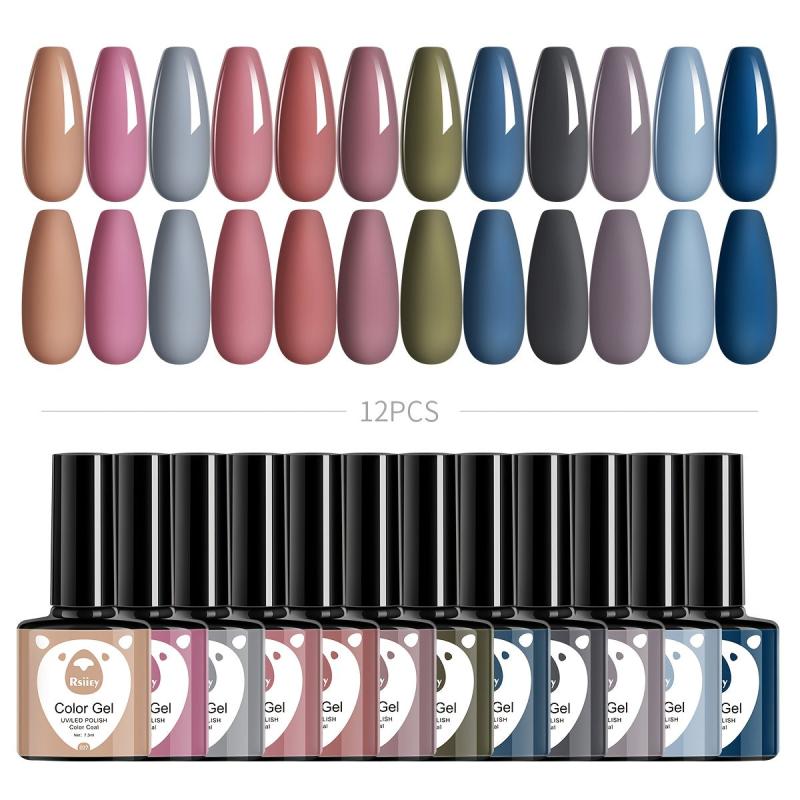 Gel Nail Polish Starter Kit Morandi Gray Soak Off Nail Gel Polish Set