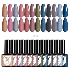 Gel Nail Polish Starter Kit Morandi Gray Soak Off Nail Gel Polish Set