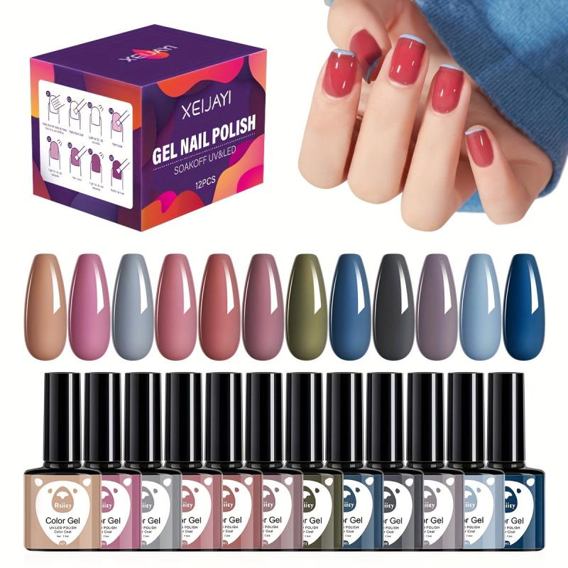 Gel Nail Polish Starter Kit Morandi Gray Soak Off Nail Gel Polish Set