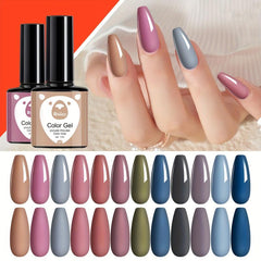 Gel Nail Polish Starter Kit Morandi Gray Soak Off Nail Gel Polish Set
