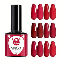 Red Gel Polish Kit 6 Colors Soak Off No Wipe Nail Gel Polish Set