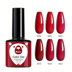 Red Gel Polish Kit 6 Colors Soak Off No Wipe Nail Gel Polish Set