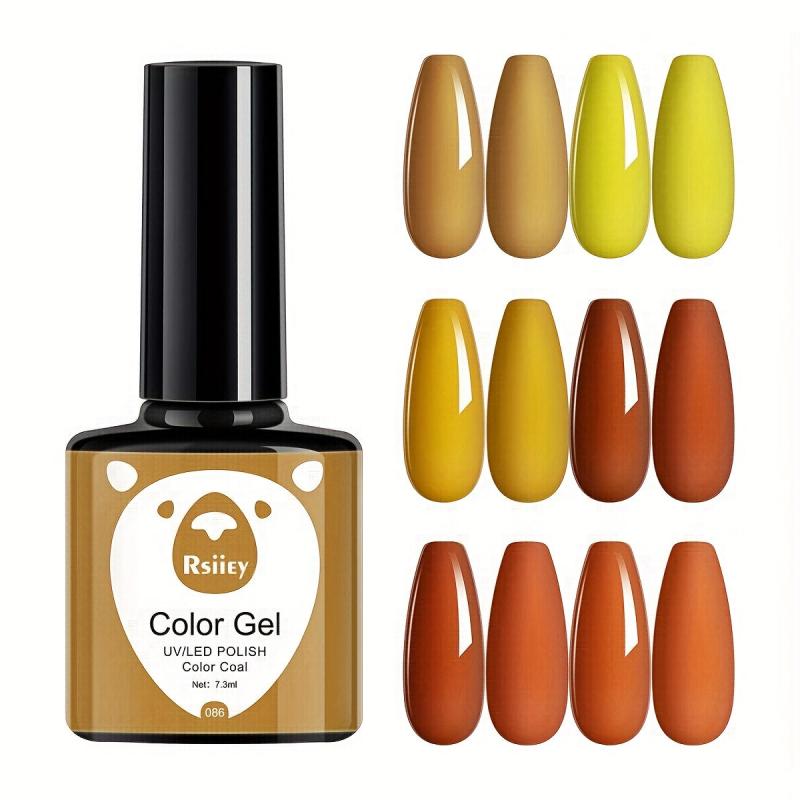 6 Colors Gel Nail Polish Starter Kit Orange Yellow Collection Soak Off No Wipe