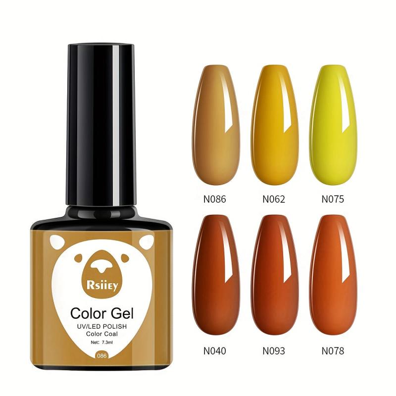 6 Colors Gel Nail Polish Starter Kit Orange Yellow Collection Soak Off No Wipe
