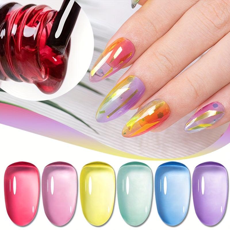 AWStorG 6Pcs Nude Gel Nail Polish Set Sea Colorful Glaze Semi Permanent Varnish