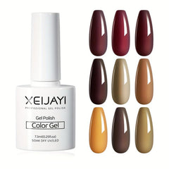 Red Brown Gel Nail Polish Starter Kit - Autumn Winter Collection