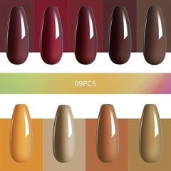 Red Brown Gel Nail Polish Starter Kit - Autumn Winter Collection