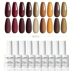 Red Brown Gel Nail Polish Starter Kit - Autumn Winter Collection