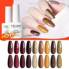 Red Brown Gel Nail Polish Starter Kit - Autumn Winter Collection