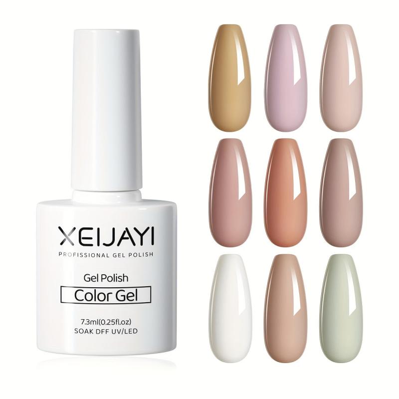 Nude Gel Nail Polish Starter Kit 9 Colors Soak Off No Wipe Set