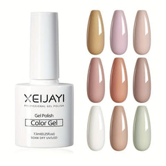 Nude Gel Nail Polish Starter Kit 9 Colors Soak Off No Wipe Set