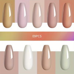 Nude Gel Nail Polish Starter Kit 9 Colors Soak Off No Wipe Set