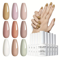 Nude Gel Nail Polish Starter Kit 9 Colors Soak Off No Wipe Set
