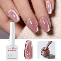 Cat Eye Gel Nail Polish Nude Pink Holographic Magnetic Gel Polish