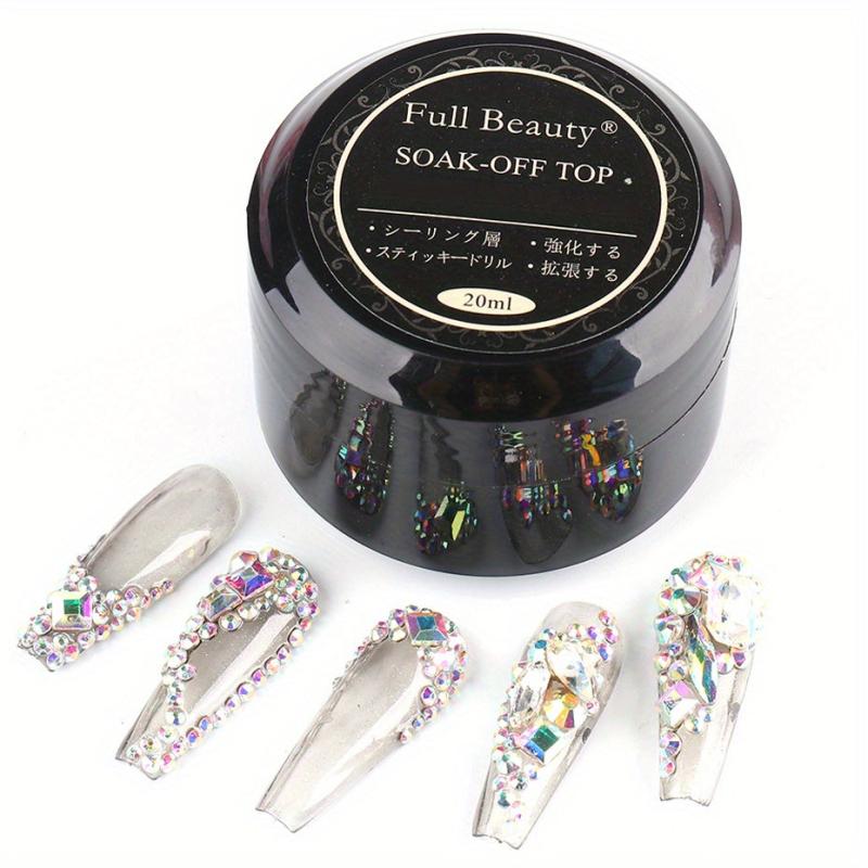 Nail Art Glue Stick Rhinestones Acrylic Glitter No Wipe Top Coat Gel