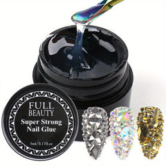 Nail Art Glue Stick Rhinestones Acrylic Glitter No Wipe Top Coat Gel