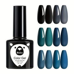 6 Colors Gel Nail Polish Cyan Collection Soak Off No Wipe Set