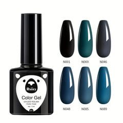 6 Colors Gel Nail Polish Cyan Collection Soak Off No Wipe Set