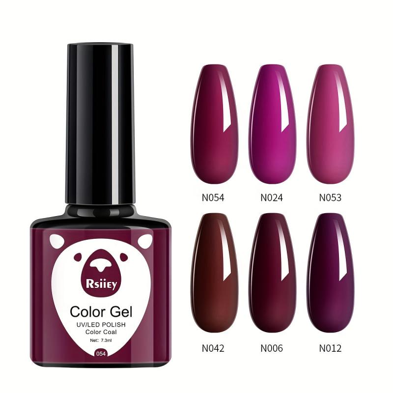 Purple Gel Nail Polish Starter Kit 6 Colors Soak Off No Wipe Gel Polish Set