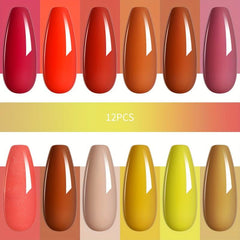 12 Colors Gel Nail Polish Starter Kit for Autumn and Winter Nail Art DIY