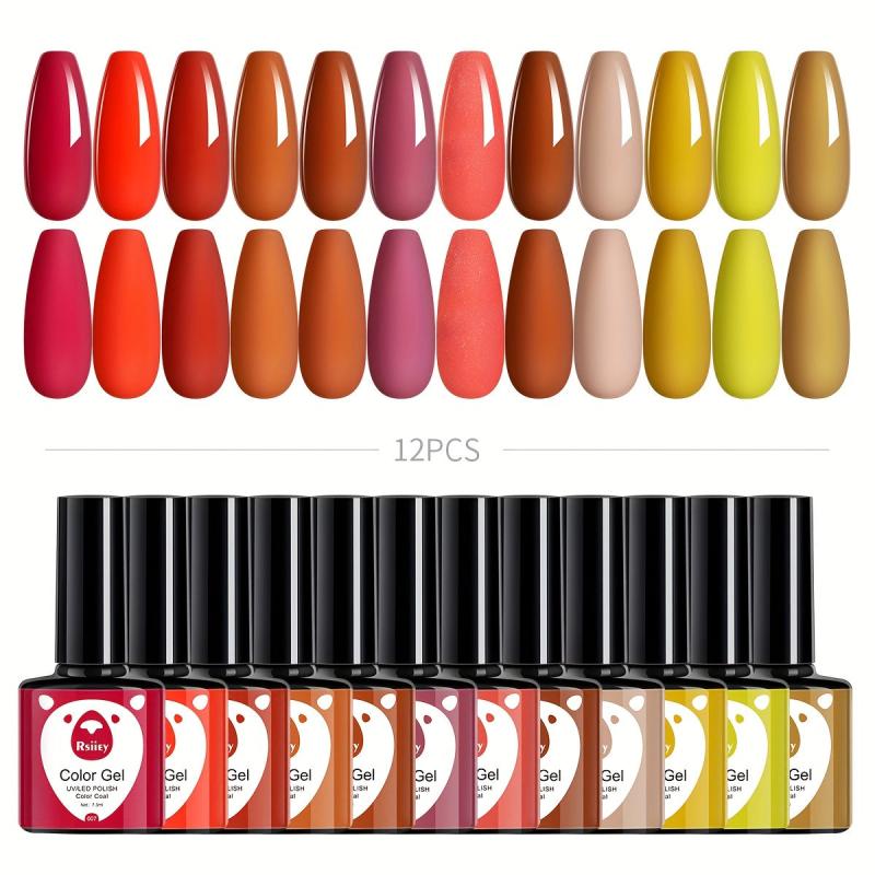 12 Colors Gel Nail Polish Starter Kit for Autumn and Winter Nail Art DIY