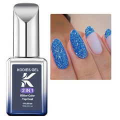 Sparkling Glitter Gel Polish 2-in-1 Top Coat No Wipe Varnish for Nail Art DIY