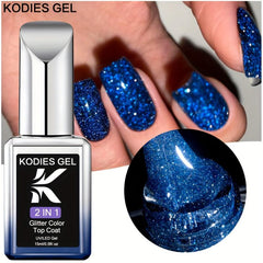 Sparkling Glitter Gel Polish 2-in-1 Top Coat No Wipe Varnish for Nail Art DIY