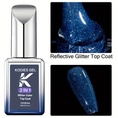 Sparkling Glitter Gel Polish 2-in-1 Top Coat No Wipe Varnish for Nail Art DIY
