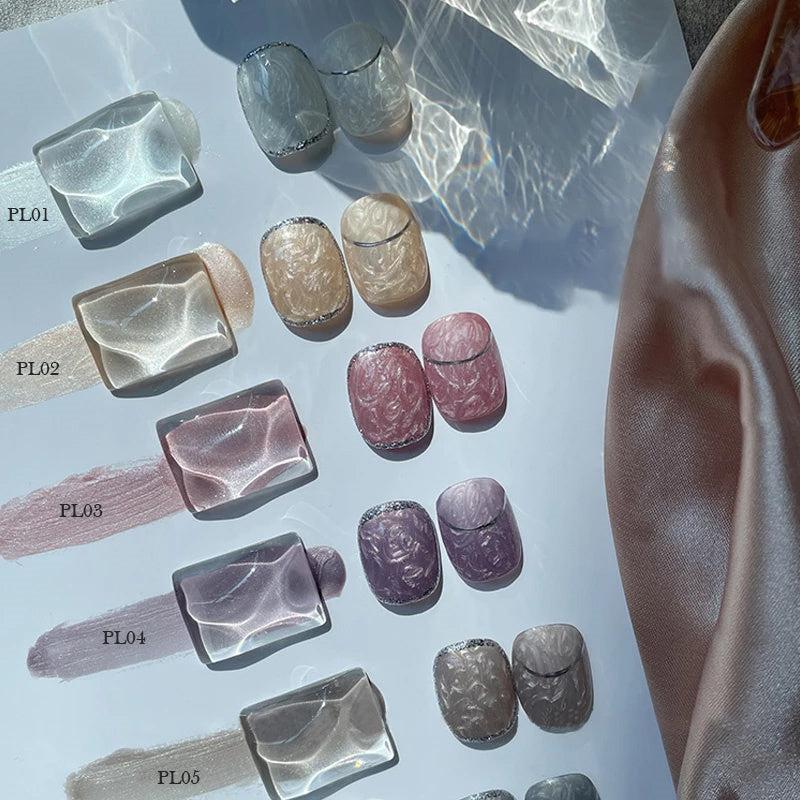 6Pcs Glitter Shell Thread Gel Nail Polish Kit