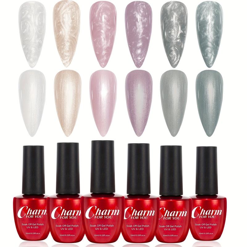 6Pcs Glitter Shell Thread Gel Nail Polish Kit