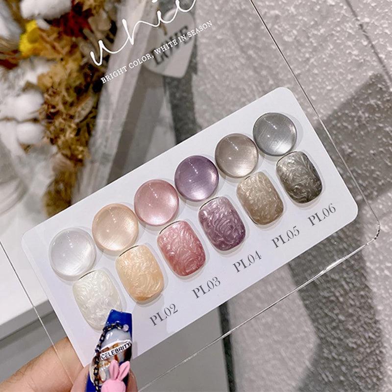 6Pcs Glitter Shell Thread Gel Nail Polish Kit