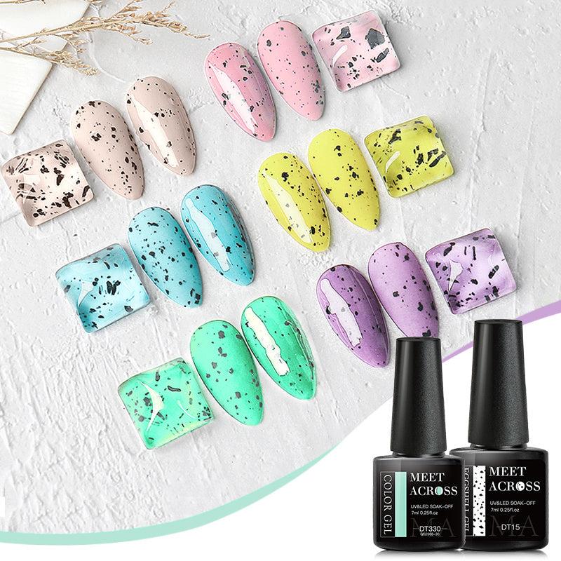 Pastel Eggshell Gel Polish Set Candy Pink Yellow Green Purple